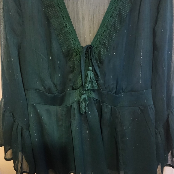 Torrid Green blouse with silver sparkles - Picture 5 of 7